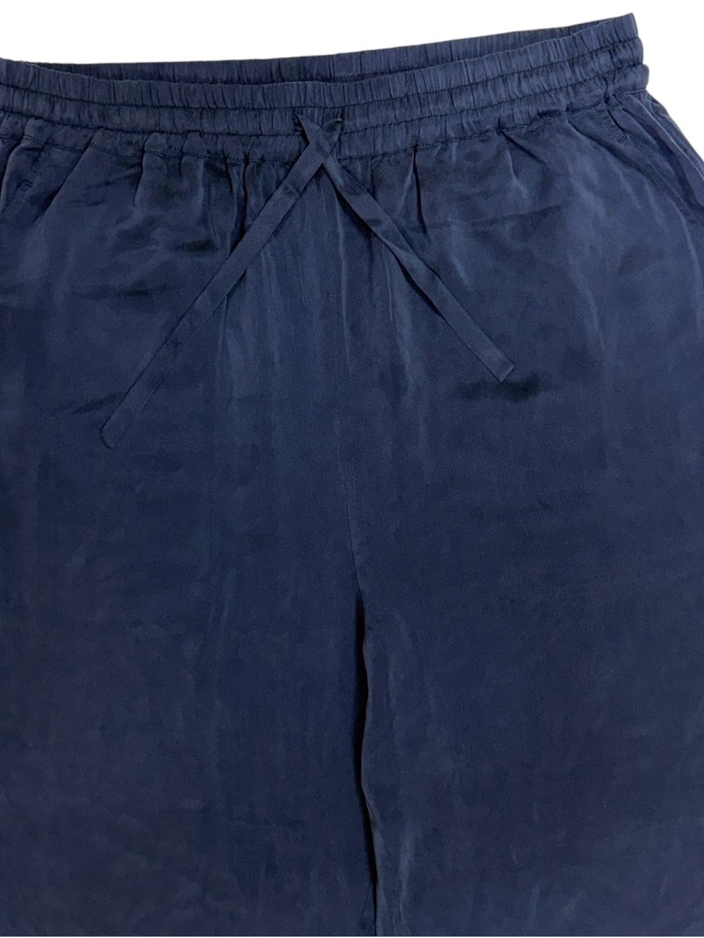 Quince 100% Washable Silk Drawstring Wide Leg Pants Womens Large Blue Stretch